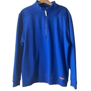 Vineyard Vines Cobalt Blue 1/4 zip Cotton Sweatshirt/ LG